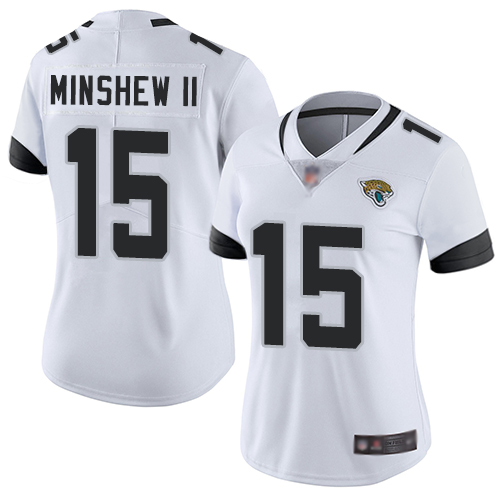 Nike Jacksonville Jaguars #15 Gardner Minshew II White Women Stitched NFL Vapor Untouchable Limited Jersey->women nfl jersey->Women Jersey